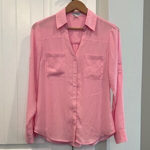 Express Women's Light Pink Button-Down Shirt